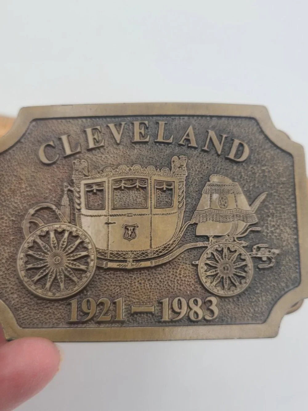Cleveland Brass Belt Buckle 1921-1983 Carriage Wells Fargo?